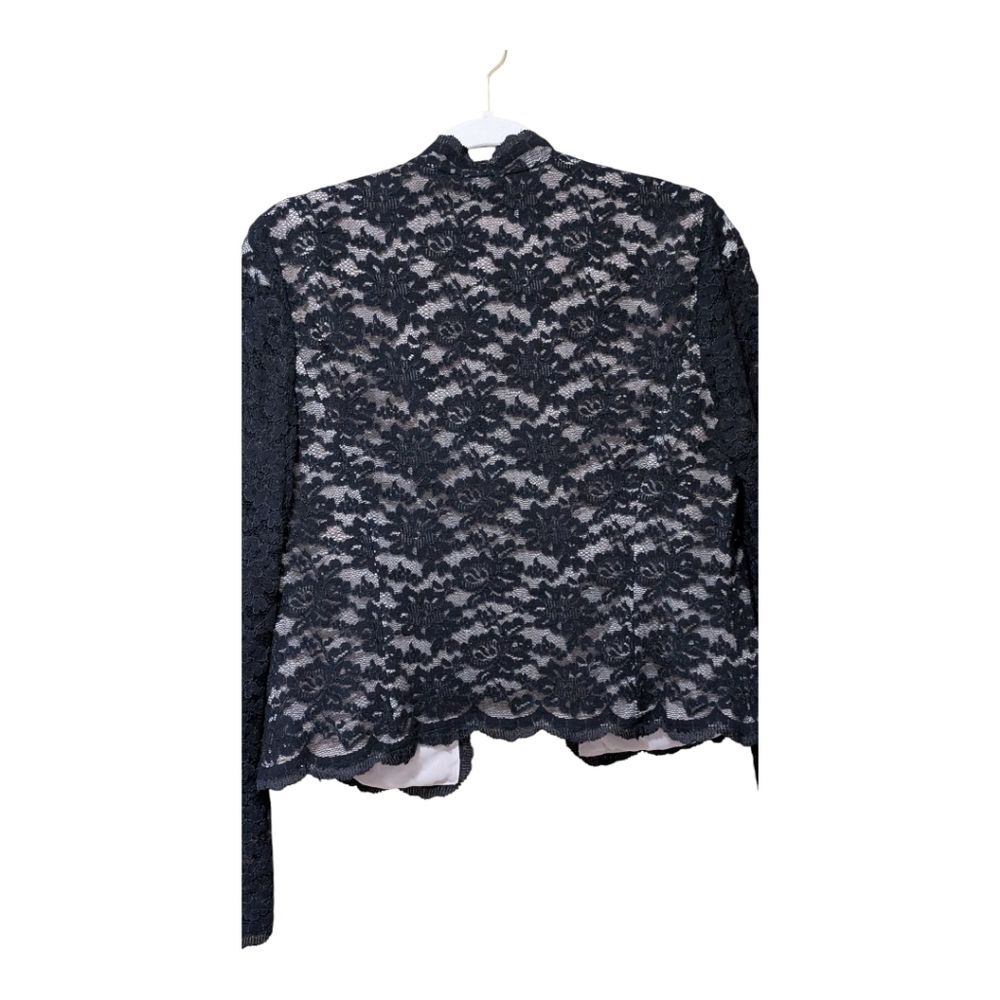 Talbots black lace evening jacket blazer size 10 long sleeve button close dressy - Picture 7 of 8